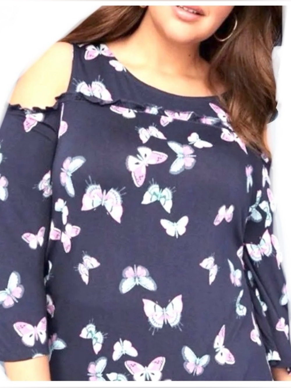 🦋LANE BRYANT Butterfly Print Cold Shoulder Top🦋